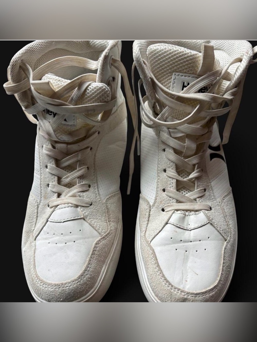 Hurley Cream and White High-Top Sneakers Size 8